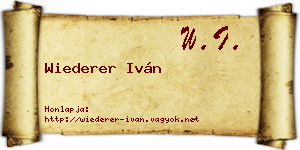 Wiederer Iván névjegykártya